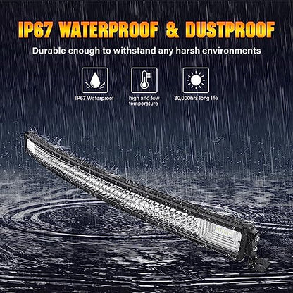 Willpower 42 inch Curved LED Light Bar with Remote Controller Wiring Harness,540W Triple Row Spot Flood Beam,Strobe Flash Work Light Driving Lights,Waterproof Remote Controller On/Off Switch - size: 42 inch+ Remote wiring kit