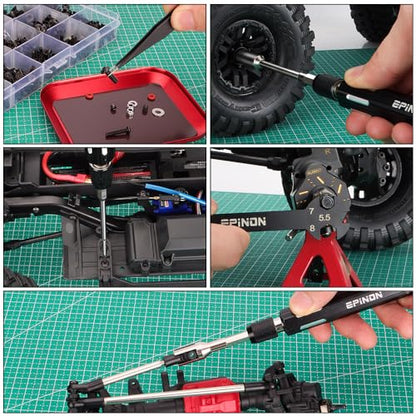 RC Car Work Stand & 520 Pcs RC Screws Kit for 1/8-1/18 RC Car, GR - color: Green