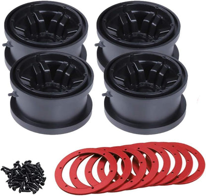 4PCS Plastic Plating 2.2 Inch Beadlock Wheel Rim Wheel for 1/10 RC Rock Crawler Car Truck for Tamiya Axial TRX4 Wraith SCX10 CC01 D90 TF2 Parts(Red/Black) - color: Red/Black