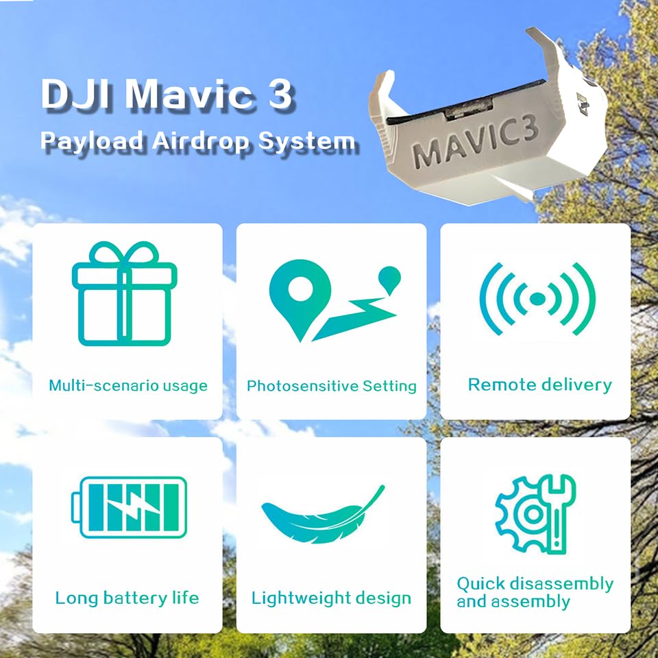 DJI Mavic 3 Payload Airdrop System, Compatible With Mavic 3 | Tool-free fast installation, dedicated airdrop payload for Mavic 3 to deliver wedding gifts and rescue supplies. - color: Mavic 3