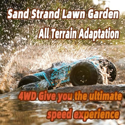Levodan Brushless 80KPH Fast RC Cars, 1:16 RC High Speed Remote Control Car for Adults, 2.4 Ghz 4WD All Terrain Offroad Monster Truck, 3 Batteries, Blue, SG116MAX - color: 3 Batties(blue)