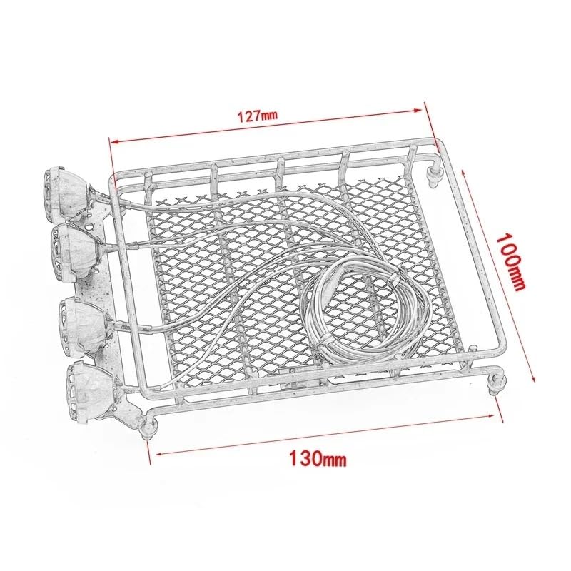 Universal Roof Racks With LED Light For 1/14 1/12 1/10 RC Crawler Car SCX10 CC01 MN D90 D91 D99 MN90 MN99S(A) - size: A