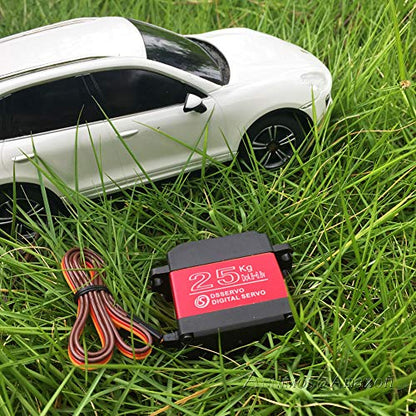 25kg RC Digital Servo Large Torque High Speed Full Metal Gear Waterproof 180 Degree Control Angle - size: 25kg-180°