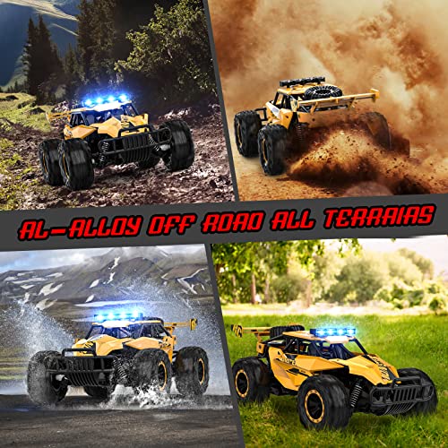 BLUEJAY Remote Control Car, 2.4GHz High Speed 33KM/H RC Cars Toys | 1:12 Monster RC Truck Off Road with LED Headlight and Rechargeable Battery Gifts for Adults Boys 8-12 - color: Matt Yellow