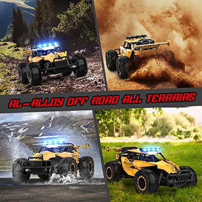 BLUEJAY Remote Control Car, 2.4GHz High Speed 33KM/H RC Cars Toys | 1:12 Monster RC Truck Off Road with LED Headlight and Rechargeable Battery Gifts for Adults Boys 8-12 - color: Matt Yellow