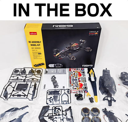 RASTAR Build Your Own RC Car RedBull F1 Kit with Remote, Motor & DIY Decals | Officially Licensed, Ideal Gift, 55PCs 1/16 Scale Formula 1 Model Car Building Kit for Play & Display, 92600
