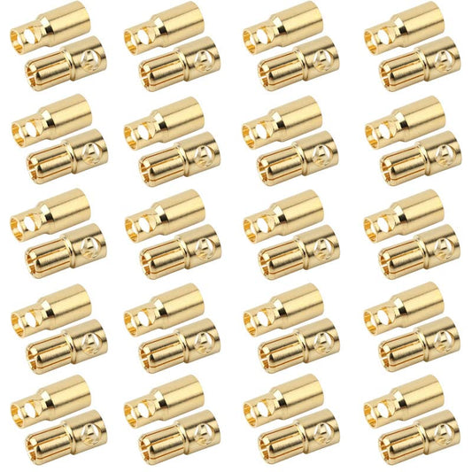 20 Pairs Gold-Plated 6MM 6.0MM Banana Plug Bullet Male and Female Connector Adapter for RC Lipo Battery ESC Motors (6.0MM) - size: 20Pairs 6.0MM