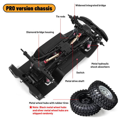 1/18 Scale 4WD RC Crawler, Full Proportional Off Road Remote Control Truck with LED Lights, Waterproof ESC, High Torque Motor, All Terrain RC Drift Vehicle Model for Adults - size: 1 Battery