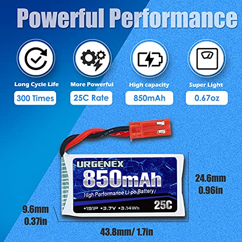 3.7V Lipo 850mah Rechargeable Lipo with JST Plug X5 Charger for MJX Syma Holy Stone Sky Viper RC Quadcopter Drone X56W X400 X400W X300C X400C X800 HS110 HS200 S670 V950hd S1750 V2450