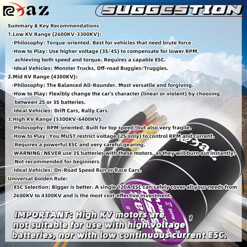 550 3650 Brushless Motor 3.175mm Shaft 1/10 6400KV Waterproof for 1:10 Scale RC On-Road Race Drift High Speed Car Traxx TRX4 Axial SCX10 (6400kv)