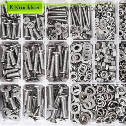 M3 M4 M5 M6 Nuts and Bolts Assortment Kit, Hex Socket Flat Head 24 Sizes 6mm to 25mm Metric Bolt Assortment, 304 Stainless Steel Machine Screws, Bolts and Nuts Kit w/Washers, Silver 1485Pcs - size: G. M3 M4 M5 M6