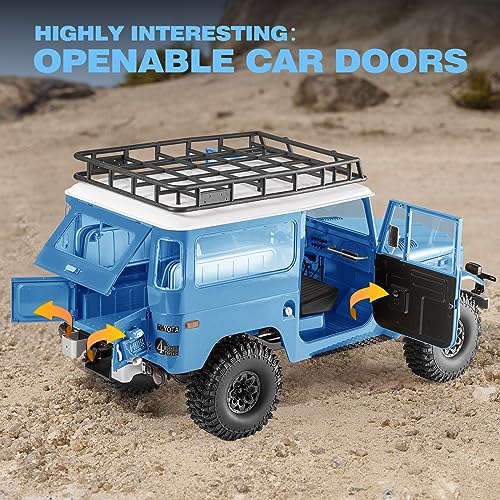 BEEZRC FMS 1/10 RC Crawler FJ40 Toyota Licensed RS 4WD 2.4G Model Rc Car Hobby 4x4 RC Rock Crawler Offroad RC Truck Remote Control Car with Transmitter for Adults (Blue) FMS11035RSBU - color: Blue