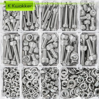 M3 M4 M5 M6 Hex Socket Bolt & Nut Assortment Kit, 1160Pcs | Waterproof Anti-rust 304 Stainless Steel; 20 Size 8–25mm Metric Screws with Lock Washers for 3D Printing DIY Machinery Repair - size: H. M3 M4 M5 M6
