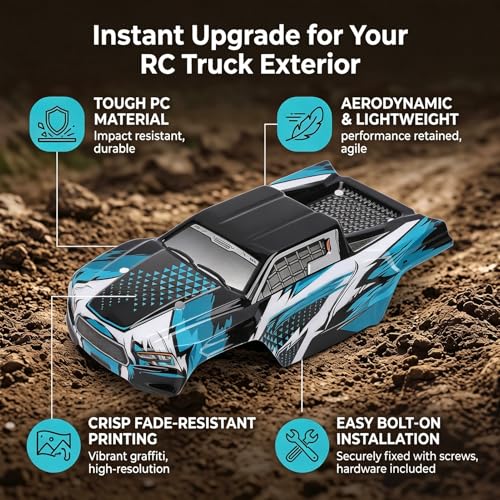 1/16 RC Car Body Shell DIY Upgrade Kit, Precut Drift Racing Shell RC Car Building Kit for SCY16101/102/102PRO (Blue) - color: Blue