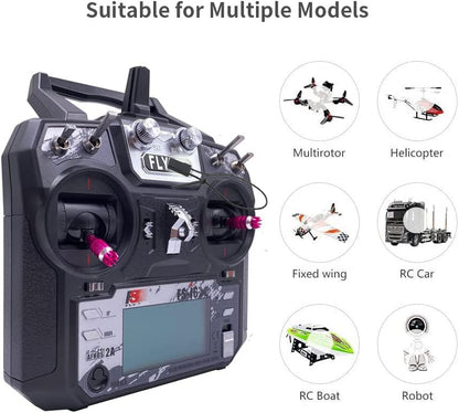 FS-i6X Transmitter and FS-iA6B Receiver 2.4GHz for RC Models Flysky | iBus 10 Channel or PWM 6CH AFHDS2A Radio System for FPV Multirotor, Fixed-Wing, RC Car, RC Boat (Mode-2)