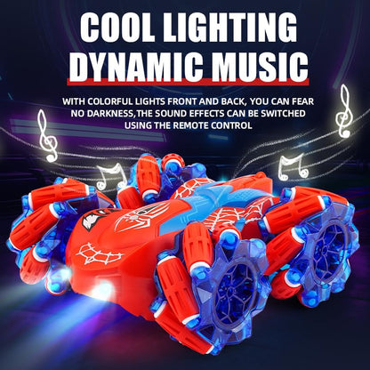 Spider RC Stunt Car for Kids, 2.4GHz Double-Sided 360° Rotating 4WD Remote Control Car with LED Headlights, Rechargeable Off-Road Spider Toy Gift for Boys Ages 4–6 5–7 8–13