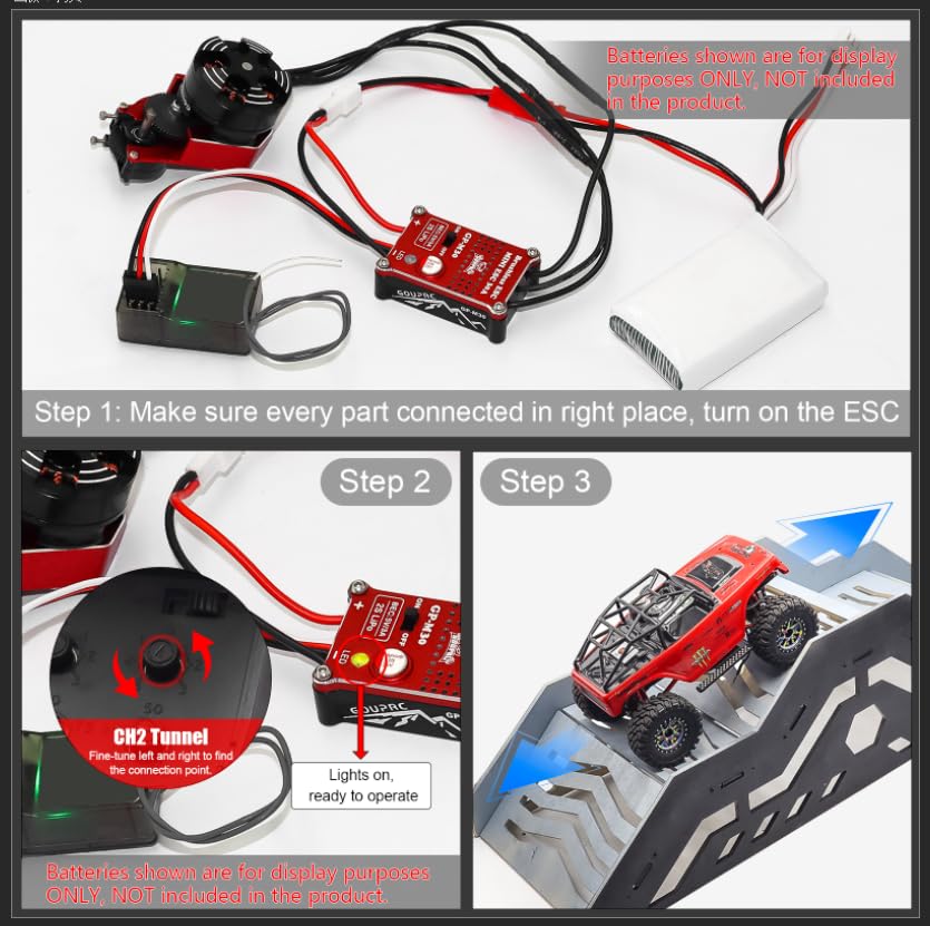 GOUPRC 2204 2400KV Brushless Outrunner Motor with Transmission & 30A Brushless Mini Esc for SCX24 Axial 1/24 Remote Control Car Truck Crawler Black & Red - color: Black Red