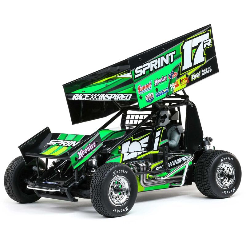 Helidirect Losi 22S Sprint 1/10 Scale 2WD RTR Dirt Oval RC Sprint Car, Brushed Spektrum Radio System - Green - color: Green