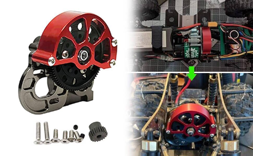 SecosAutoparts Aluminum Transmission Gearbox for 1/10 SCX10 RC Crawler Car | Compatible with Axial SCX10, SCX10 II 90046 90047, Wraith, Gmade Komodo and other 1/10 crawlers