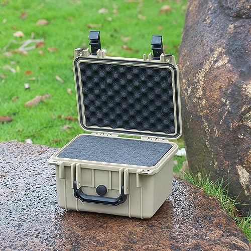 MEIJIA Portable All Weather IP67 Waterproof Camera Case,hard case with Customizable Fit Foam,Fit Use of Drones,Camera,Equipments,10.62 x9.68x6.87inches(Desert Tan) - color: Desert Tan, size: 10.62 x 9.68 x 6.87 inches