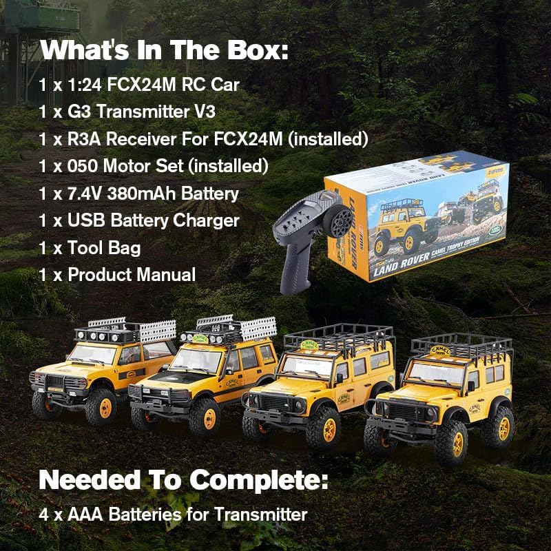 BEEZRC FMS 1/24 RC Crawler RTR FCX24M Land Rover Family Camel Trophy Edition Licensed RC Model 4WD RC Rock Truck 2.4Ghz Hobby Grade RC Car Model Mini Off Road Vehicle with Battery (Range Rover) - color: Range Rover