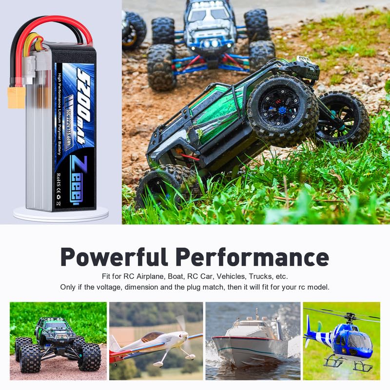 Zeee 6S Lipo Battery 5200mAh 22.2V 50C with XT90 Plug | Compatible for RC Airplane RC Quadcopter Helicopter Car Truck Boat Hobby