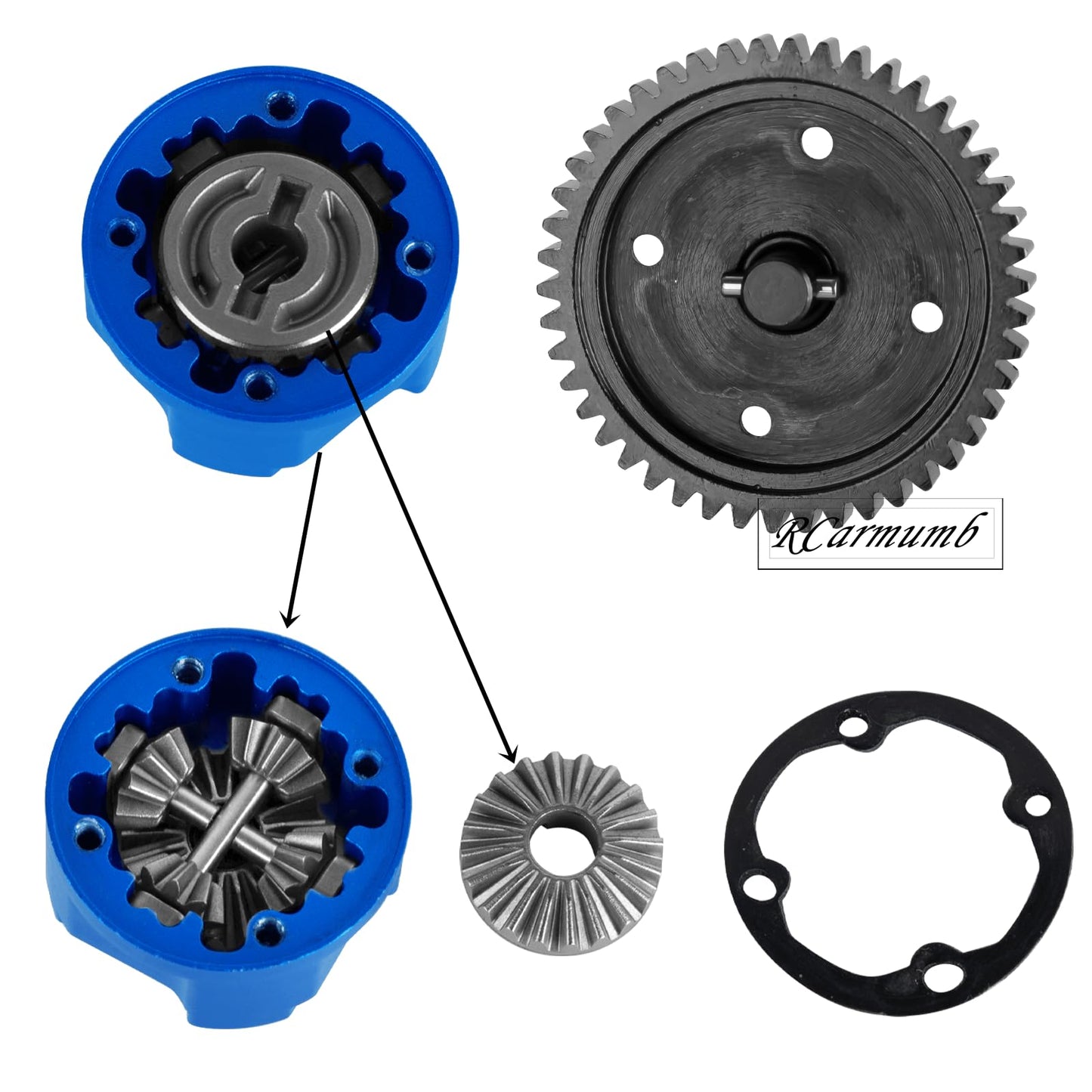 46T Center Differential Assembly #9585 Upgrades Part for Sledge 1/8,Heavy Duty Medium Carbon Steel & Aluminum Alloy RCarmumb RC Truck Replacement Upgrade,Navy Blue - color: Navy Blue(1set)