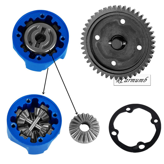 46T Center Differential Assembly #9585 Upgrades Part for Sledge 1/8,Heavy Duty Medium Carbon Steel & Aluminum Alloy RCarmumb RC Truck Replacement Upgrade,Navy Blue - color: Navy Blue(1set)