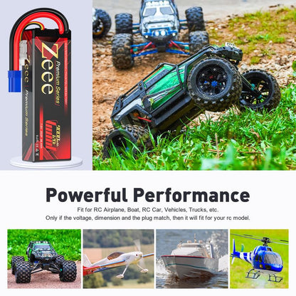 Zeee Premium Series 2S Lipo Battery 9000mAh 7.6V HV-Lipo 120C Hard Case Battery with EC5 Connector High Voltage Battery for RC 1/10 Scale Vehicles Car Trucks Boats RC Models (2 Pack)
