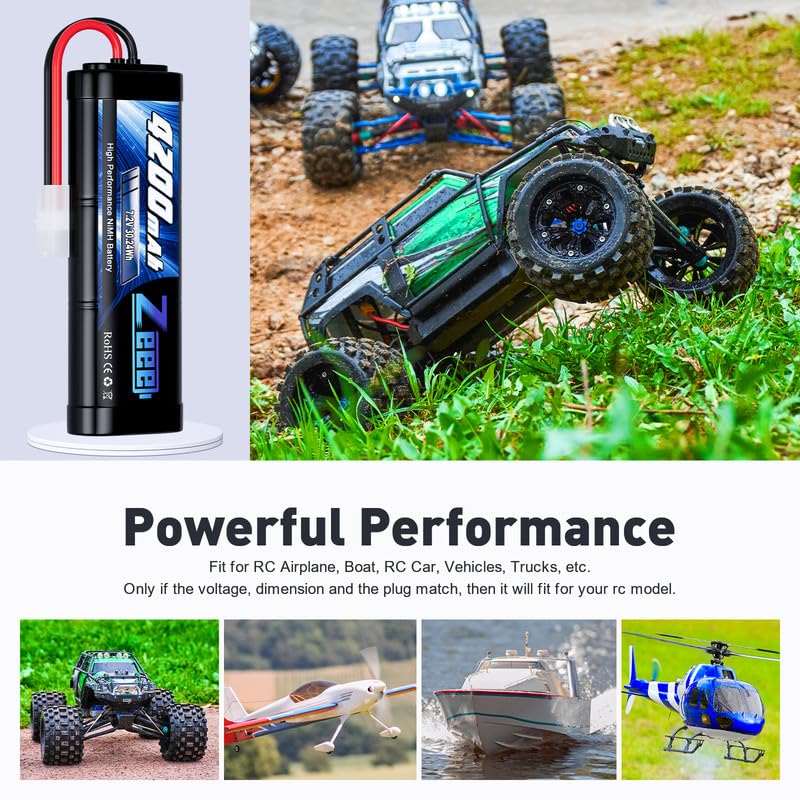 Zeee 7.2V 4200mAh NiMH Battery with Tamiya Connector (2 Pack) | High Power for RC Car Truck Associated HPI Losi Kyosho Tamiya Hobby