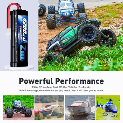 Zeee 7.2V 4200mAh NiMH Battery with Tamiya Connector (2 Pack) | High Power for RC Car Truck Associated HPI Losi Kyosho Tamiya Hobby