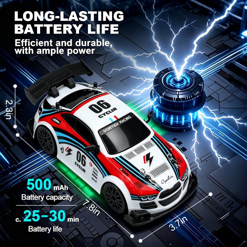 Drift RC Car, 2.4GHz Remote Control Car 4WD High Speed Racing Sport Vehicle with 2 Rechargeable Batteries, LED Lights, 1:24 Scale Racing Hobby RC Cars Toys for Ages 8-13 Boys Girls Kids Birthday Gift - color: White