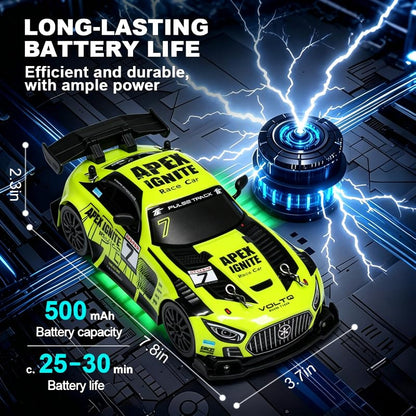 Remote Control Car, 2.4GHz RC Drift Cars 4WD High Speed Racing Sport Vehicle with 2 Rechargeable Batteries, LED Headlights, 1:24 Scale Racing Hobby Toys Cars for Boys Girls Kids Age 8-12 Birthday Gift - color: Green