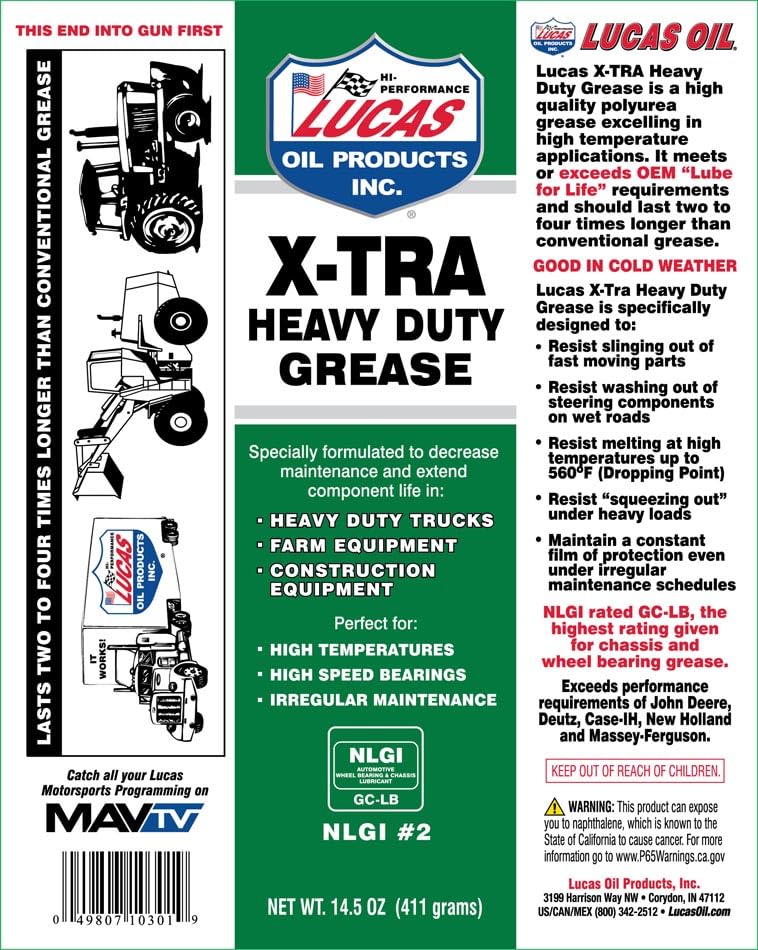 Lucas Oil 14.5 Ounce 10301 Heavy Duty Grease, 14.5 oz,Green