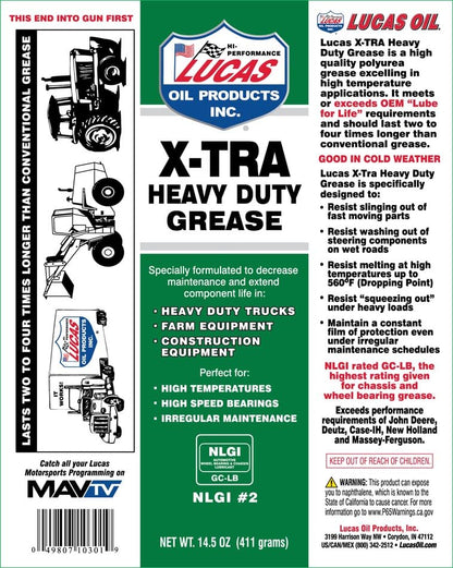 Lucas Oil 14.5 Ounce 10301 Heavy Duty Grease, 14.5 oz,Green