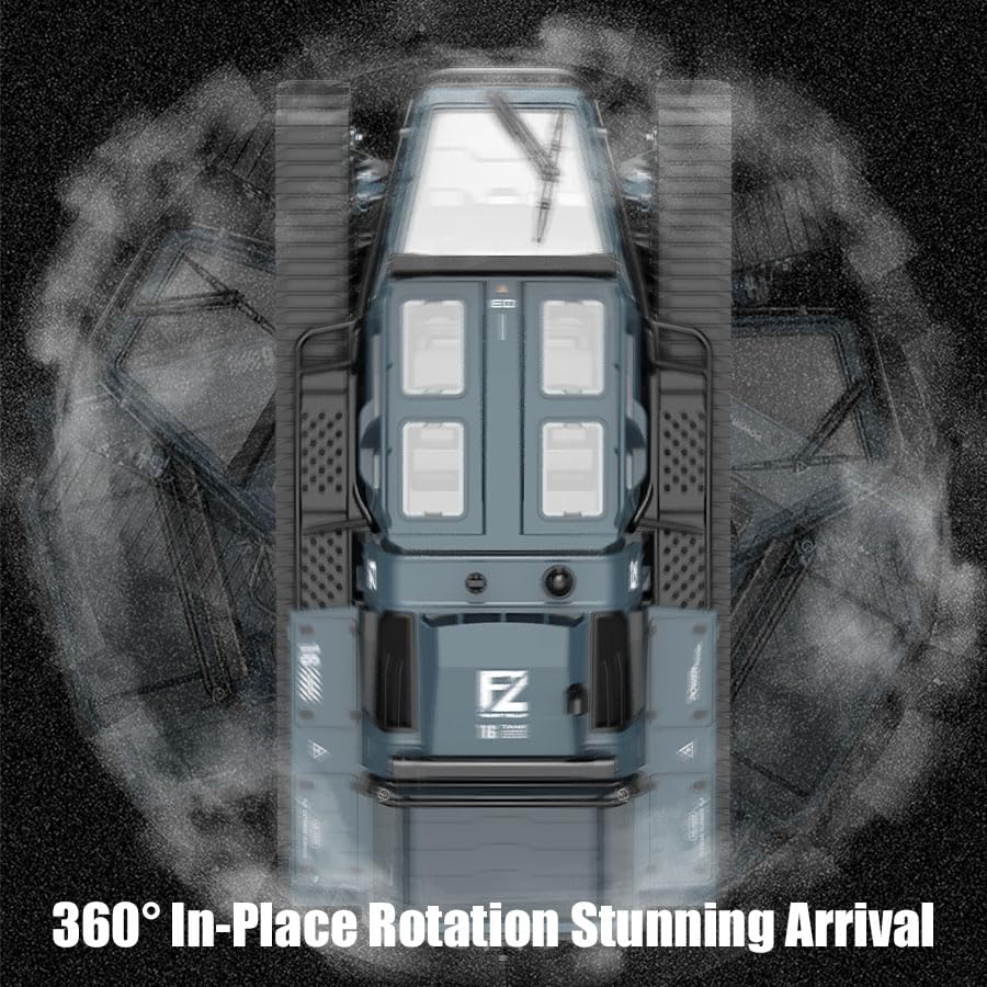 2.4G Fully Proportional Remote Control Tank - Rock Crawler RC Truck 4x4 Off Road Military Vehicle with 2 Batteries, All Terrain Drift Army Truck with Cool Lights, Great Gift for Kids Boys