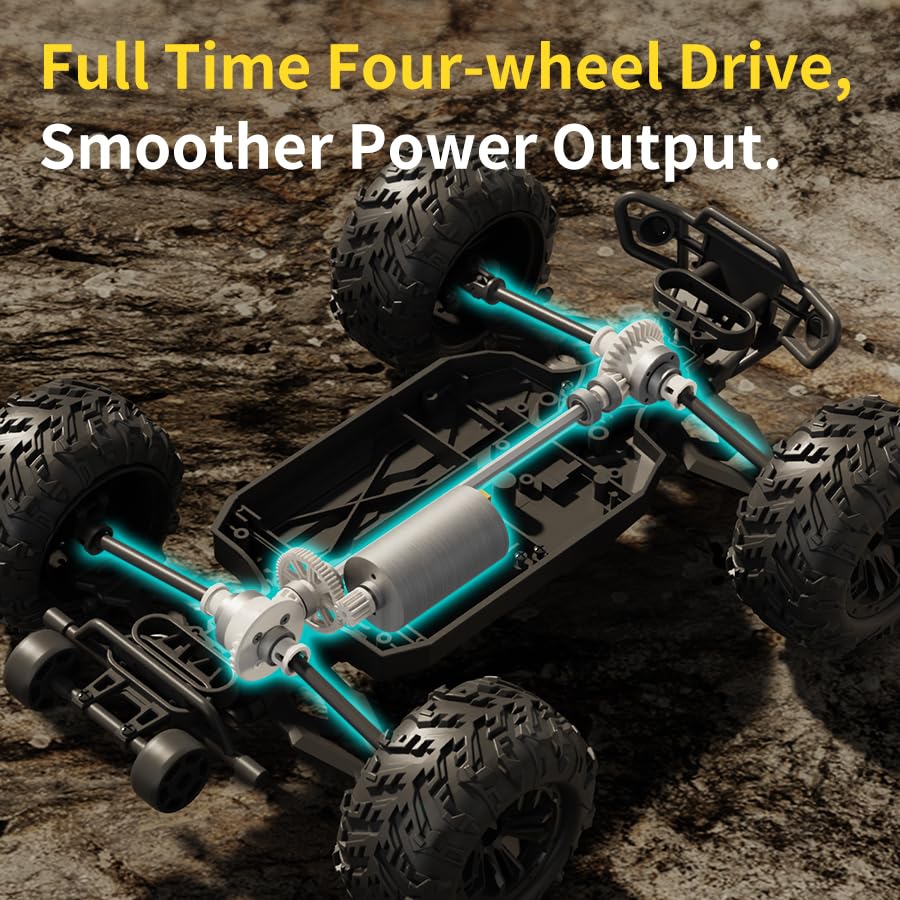 1:16 RC Cars for Adult,45km/h 4WD Off-Road Remote Control Car All-Terrain Fast RC Truck with Two 1500mAh Batteries - color: Orange