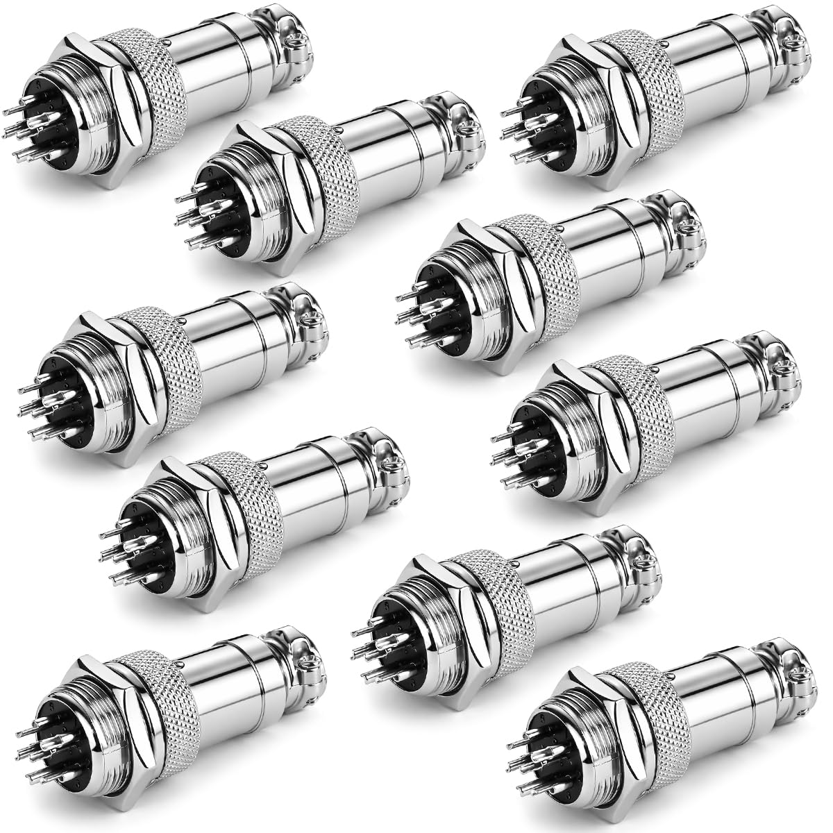 CLYXGS [4 Pack] XS10 Aviation Connector Plug & Socket, 2 Pin, Quick Push-Pull Ball Detent Locking, 10mm Panel Cutout, 6A 250V Industrial Metal Wire Connector Adapter (XS10-2P) - style: XS10-2