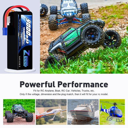 Zeee 6S Lipo Battery 9000mAh 22.2V 100C Soft Case RC Battery EC5 Connector with Metal Plates for RC Car Truck Desert Racer RC Tank RC Hobbies(2 Pack)