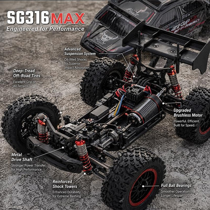 MAX 78KM/H Fast RC Cars for Adults with Carrying Bag, 1/16 Brushless Motor High Speed Remote Control Car, 4WD Drift Off Road RC Truck with 3 Lipo Batteries