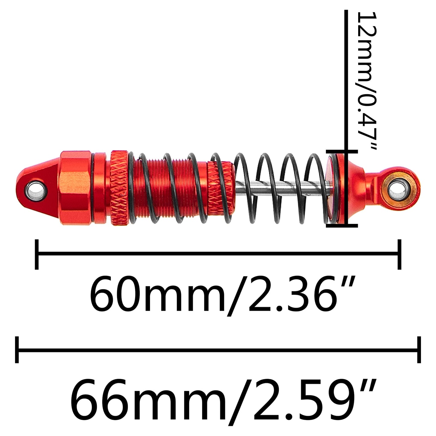 Aluminum Front & Rear Shocks Absorber Dampers Suspension Shocks #7660 7665 Compatible with Traxxas 1/18 LaTrax Teton Desert Prerunner RC Car (Red) - color: Red