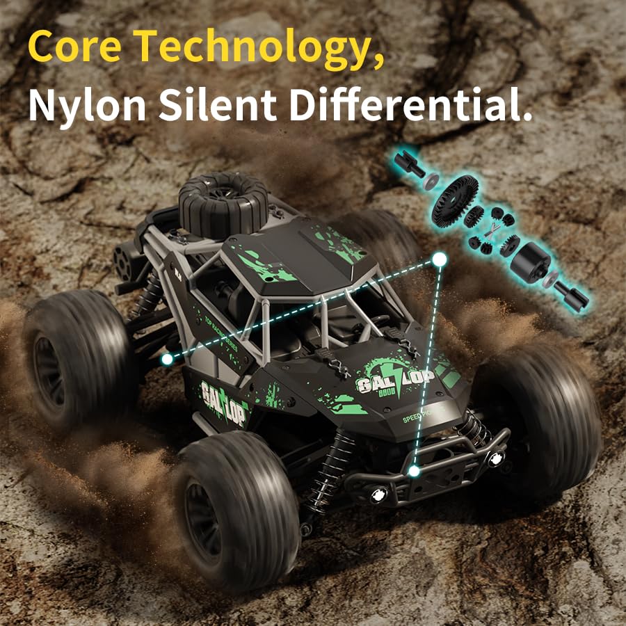 1:16 RC Cars for Adult,45km/h 4WD Off-Road Remote Control Car All-Terrain Fast RC Truck with Two 1500mAh Batteries Green - color: Green
