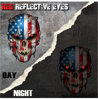 Skull Decal – Premium Decals for Trucks and Cars – American Flag with Red Reflective Eyes Skull – Cool and Unique Sniper Decal and Decals with Military Graphic - color: American Flag, size: 24 Inch