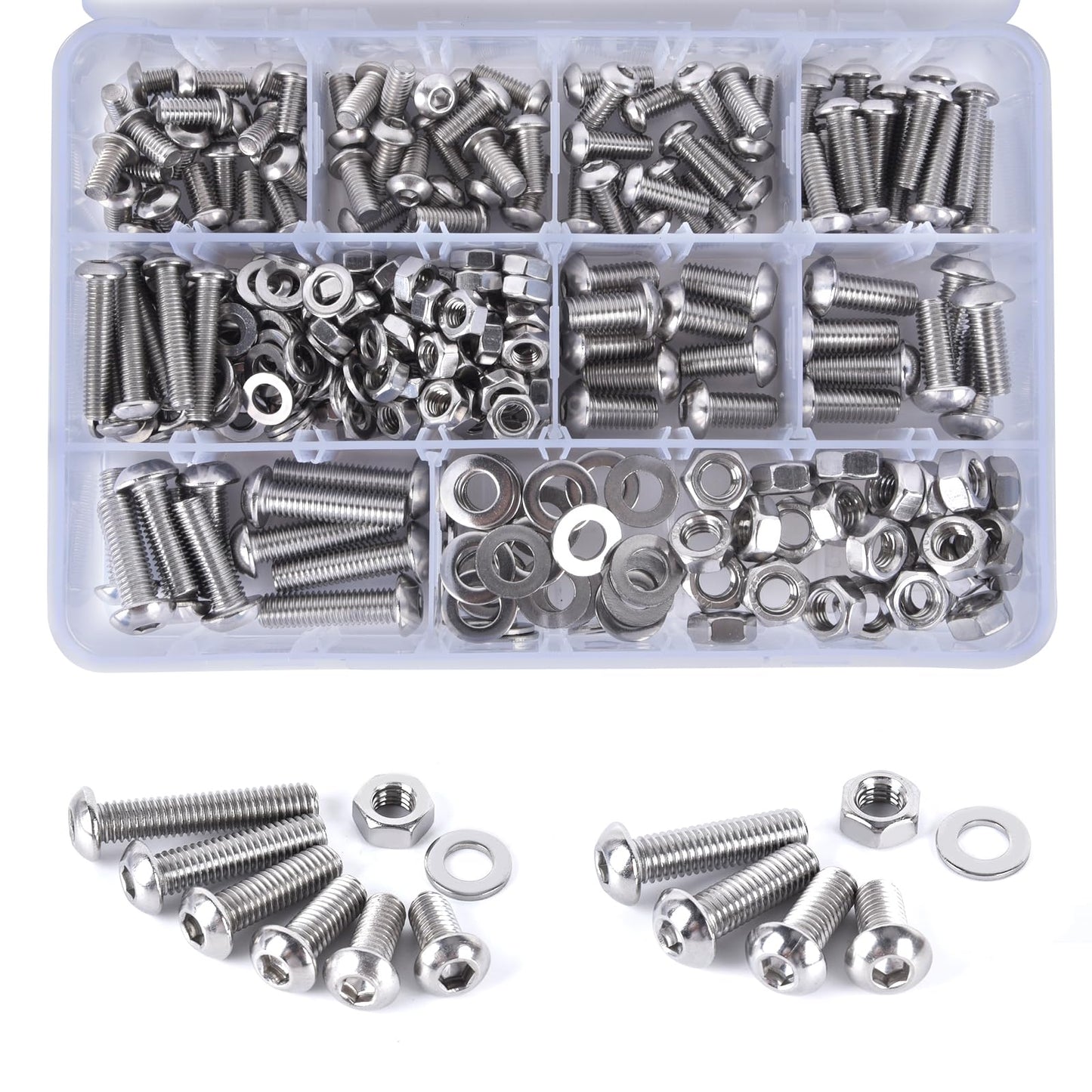 321PCS M6 M8 Button Head Screws Kit, GTERNITY M6-1.0 M8-1.25 Assorted Machine Screws Nuts Washers 304 Stainless Steel Metric Internal Hex Screws Bolts Nuts Washers Set - size: M6 m8 321 B
