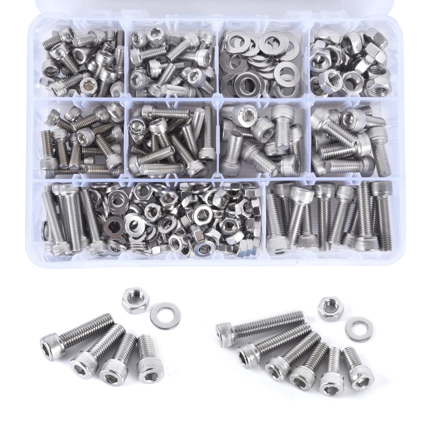 321PCS M6 M8 Socket Head Screws Kit, GTERNITY M6-1.0 M8-1.25 Assorted Machine Screws Nuts Washers 304 Stainless Steel 18-8 Metric Internal Hex Screws Bolts Nuts Washers Set - size: M6 m8 321 S