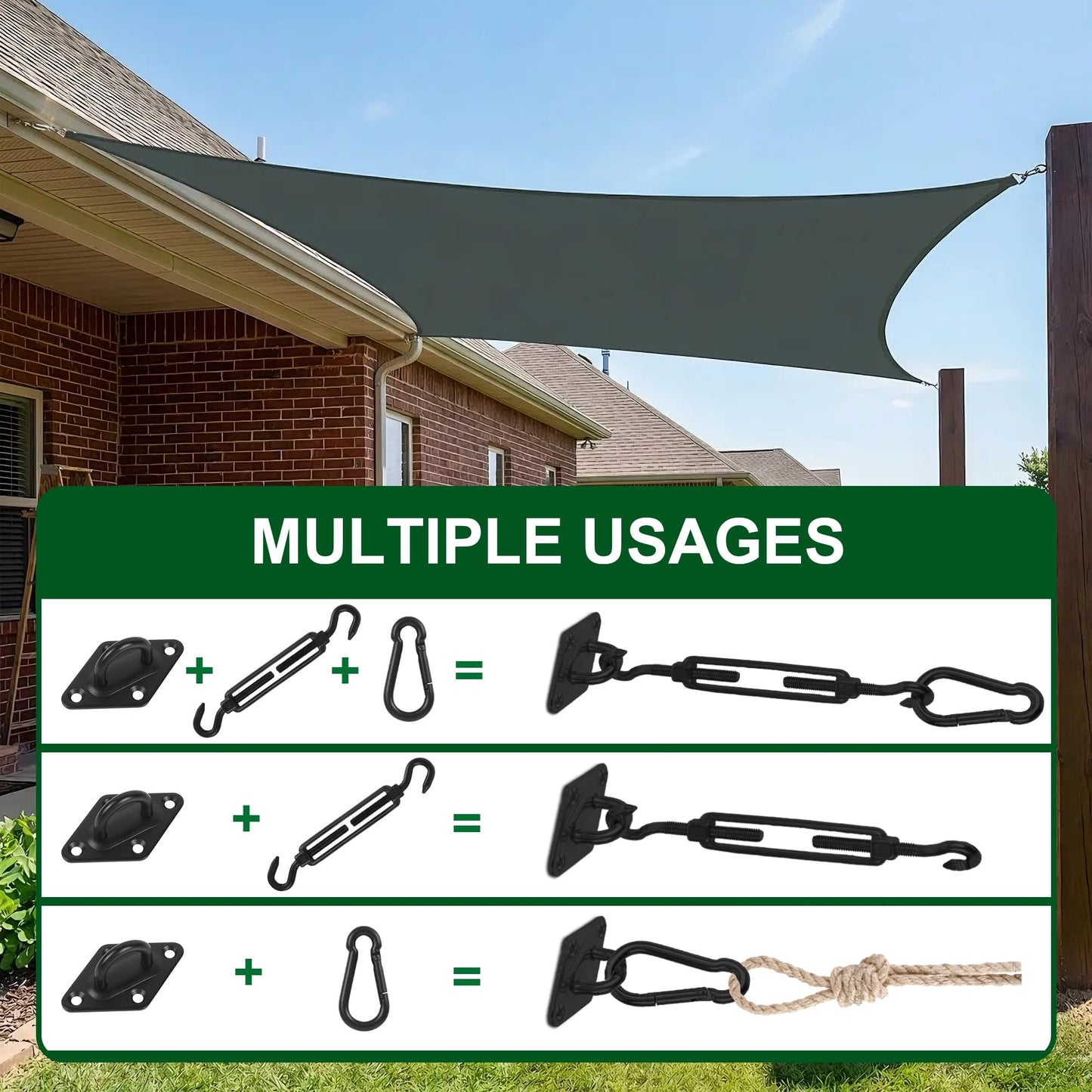 YOFIT Shade Sail Hardware Kit 5 Inch Stainless Steel Turnbuckles for Sun Shade Sail Outdoor Patio Canopy Installation Accessories for Triangle Rectangle Shade, 40 Pcs, Black - size: 5 inch 40 pcs-Black