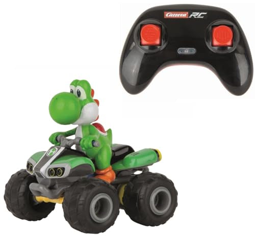 Carrera RC Nintendo Mario Kart Quad 1:40 Scale 2.4 GHz Mini Collectible Radio Remote Control Toy Car Vehicle - Yoshi | Official Licensed Mario Kart Toy RC Car for Kids 6+, 1:40 Scale, 2.4GHz, Ready To Run, Rechargeable Battery, Radio RC Racing