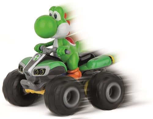 Carrera RC Nintendo Mario Kart Quad 1:40 Scale 2.4 GHz Mini Collectible Radio Remote Control Toy Car Vehicle - Yoshi | Official Licensed Mario Kart Toy RC Car for Kids 6+, 1:40 Scale, 2.4GHz, Ready To Run, Rechargeable Battery, Radio RC Racing