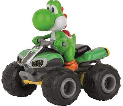 Carrera RC Nintendo Mario Kart Quad 1:40 Scale 2.4 GHz Mini Collectible Radio Remote Control Toy Car Vehicle - Yoshi | Official Licensed Mario Kart Toy RC Car for Kids 6+, 1:40 Scale, 2.4GHz, Ready To Run, Rechargeable Battery, Radio RC Racing