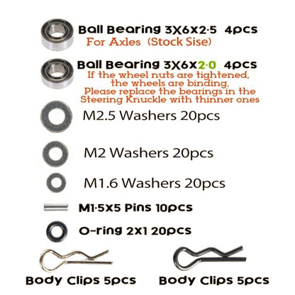 Screws Kit for SCX24 AX24, Cup Head, 380 Pcs, 304 Stainless Steel Screws, Bearing, Screws, Screwdriver Set with Box for 1/24 RC Crawler Car Axial SCX24 C10 Deadbolt JLU Gladiator Bronco